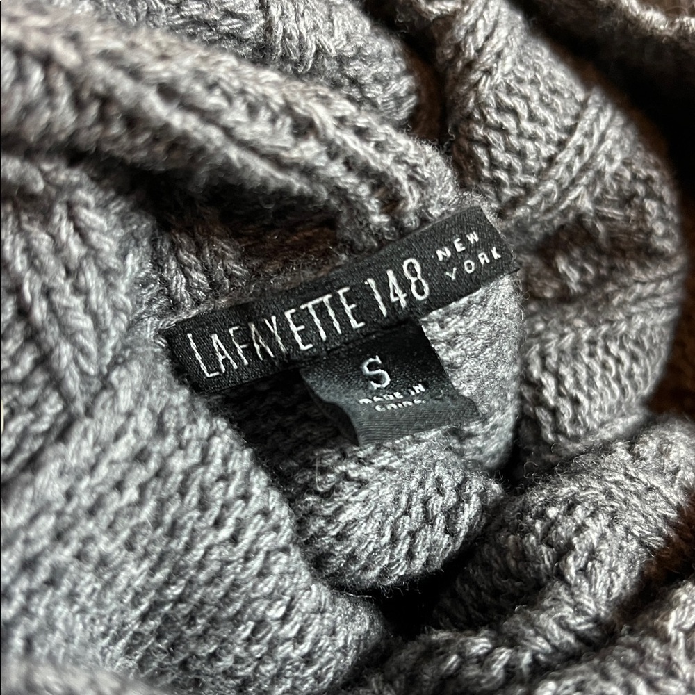 Lafayette 148 New York Charcoal Cowl Neck Sweater - Picture 5 of 9